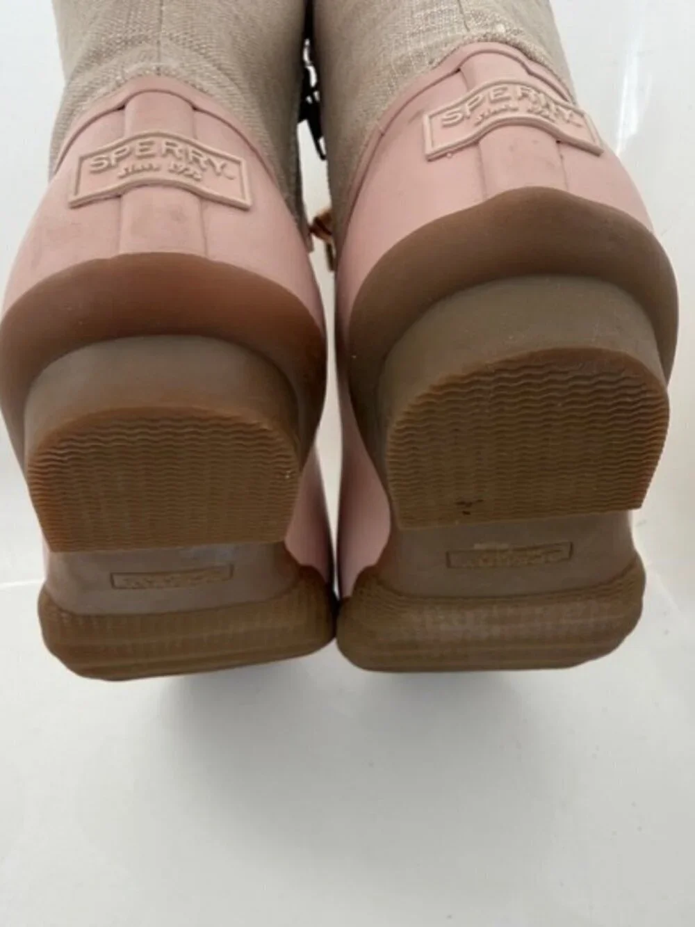 SPERRY Saltwater Canvas Rose/Oat Rain Snow Boots Sz 6